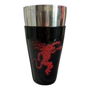 Fireball Whisky Bar Shaker Stainless Steel Cup w/ Black Rubber Cover